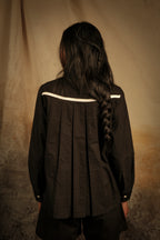 Blusa de algodón | Jatze Negro Bies Blanco Crudo