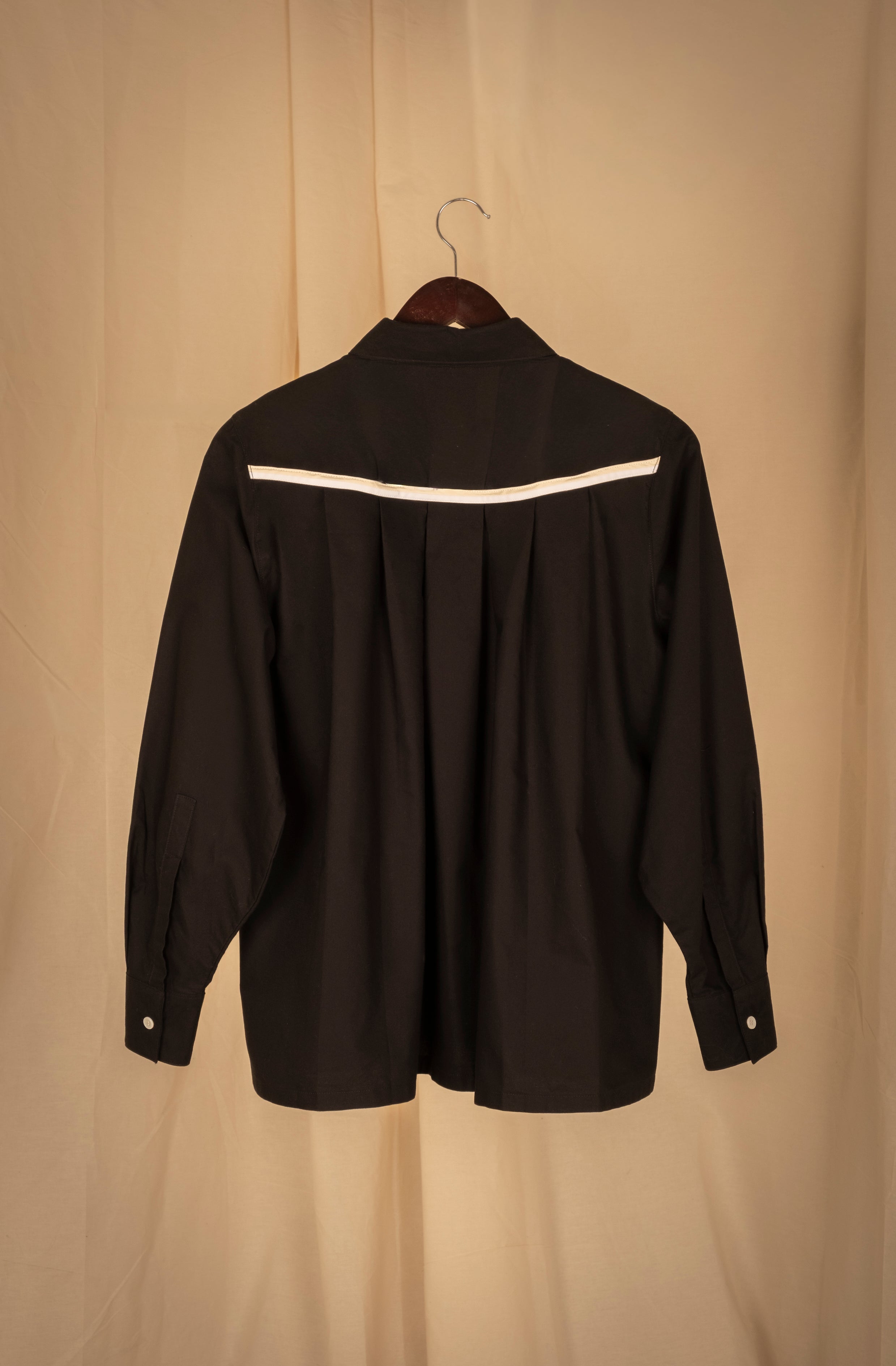 Blusa de algodón | Jatze Negro Bies Blanco Crudo