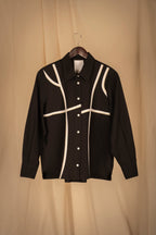 Blusa de algodón | Jatze Negro Bies Blanco Crudo